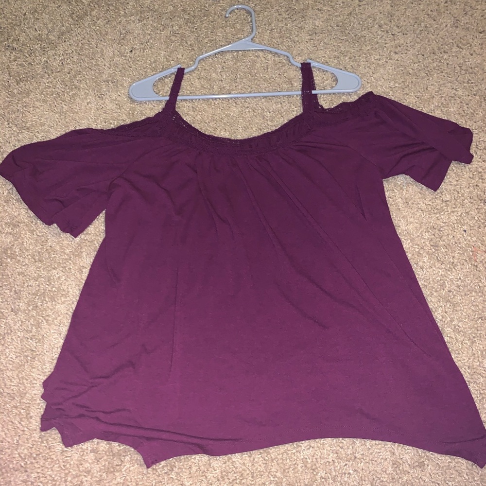 Maroon cold shoulder top
